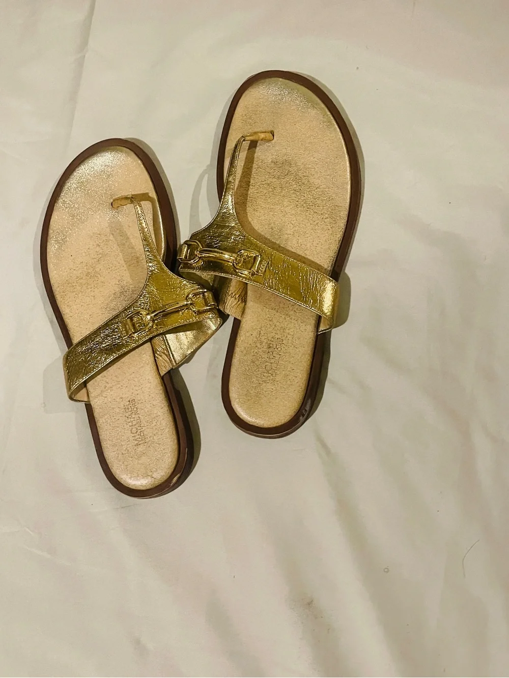 Michael Kors Metallic Gold Toe-Ring Slide Sandals